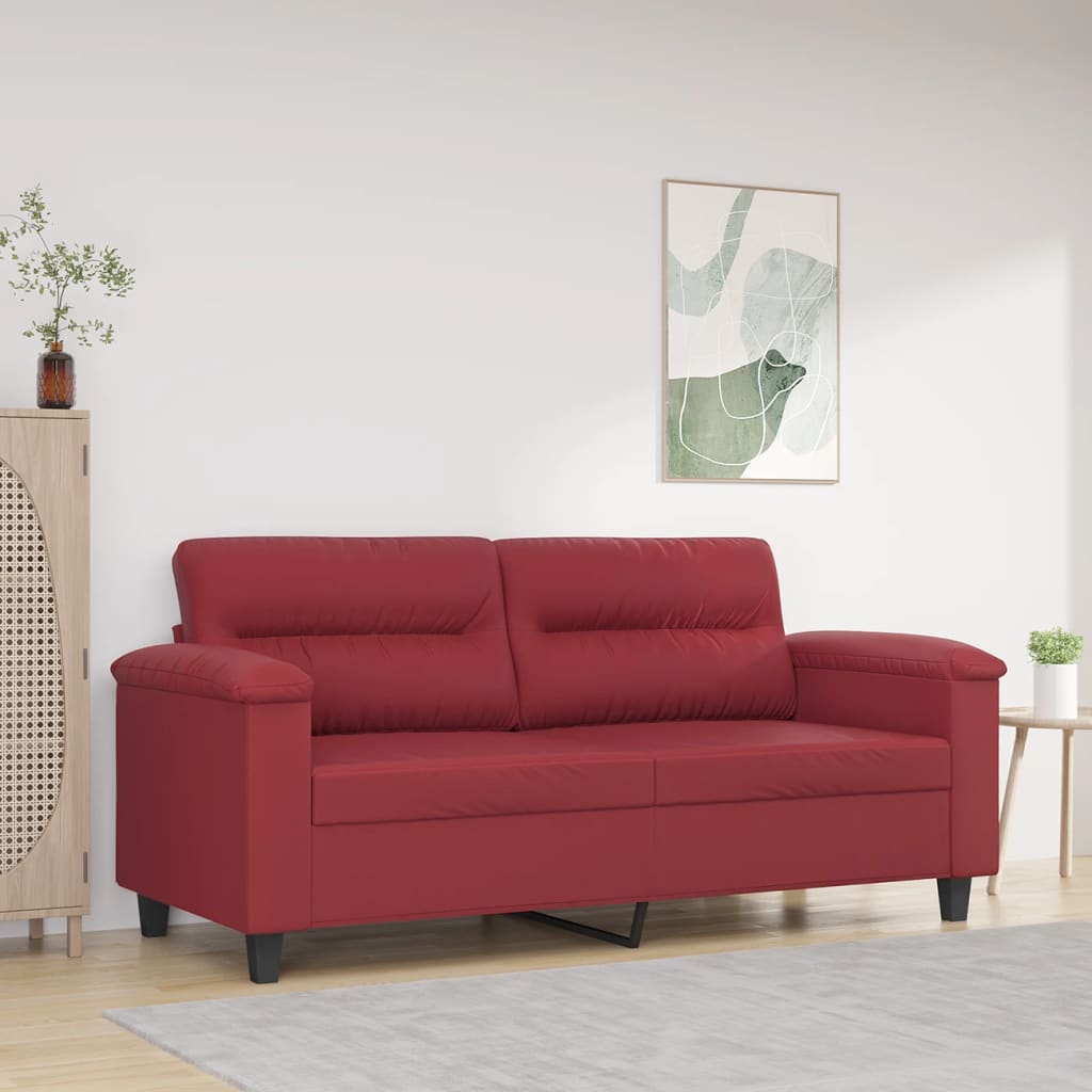 vidaXL 2-osobowa sofa, winna czerwień, 140 cm, sztuczna skóra