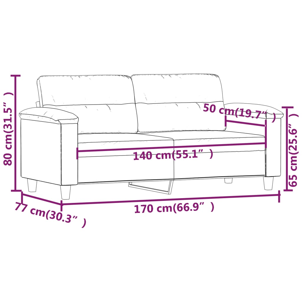 vidaXL 2-osobowa sofa, kolor cappuccino, 140 cm, sztuczna skóra