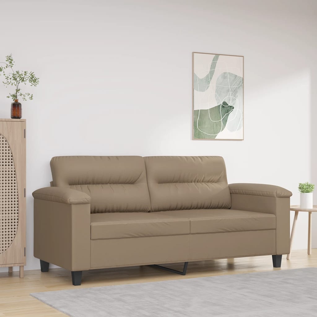 vidaXL 2-osobowa sofa, kolor cappuccino, 140 cm, sztuczna skóra