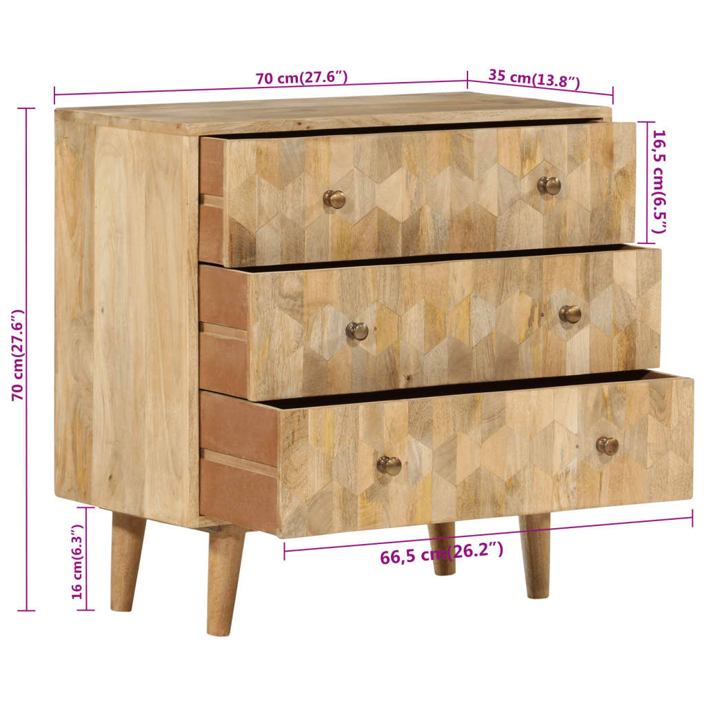 vidaXL Komoda, 70x35x70 cm, lite drewno mango