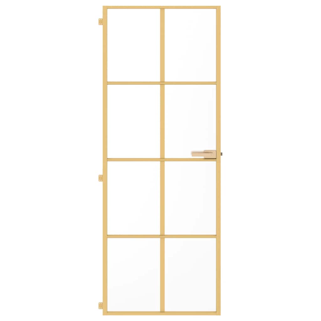 vidaXL Drzwi wewnętrzne, złote, 76x201,5 cm, szkło i aluminium