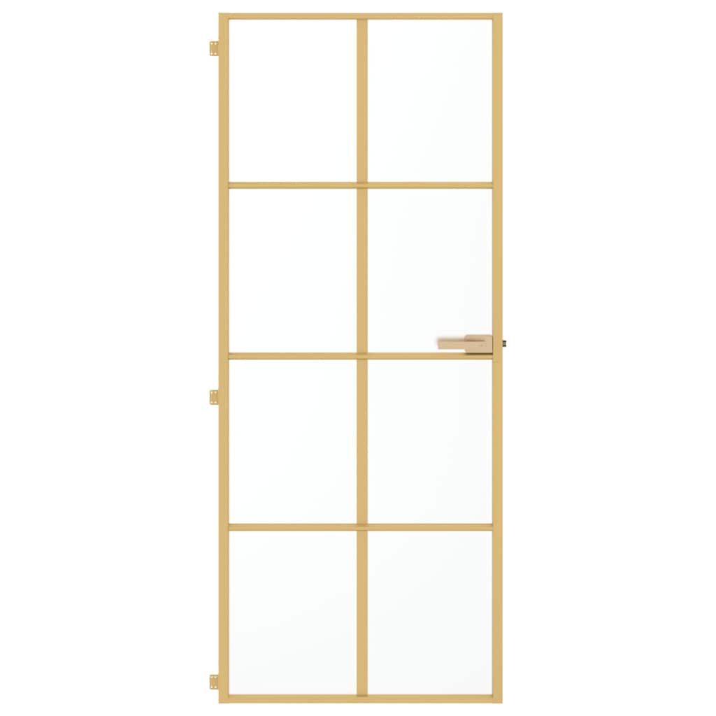 vidaXL Drzwi wewnętrzne, złote, 83x201,5 cm, szkło i aluminium