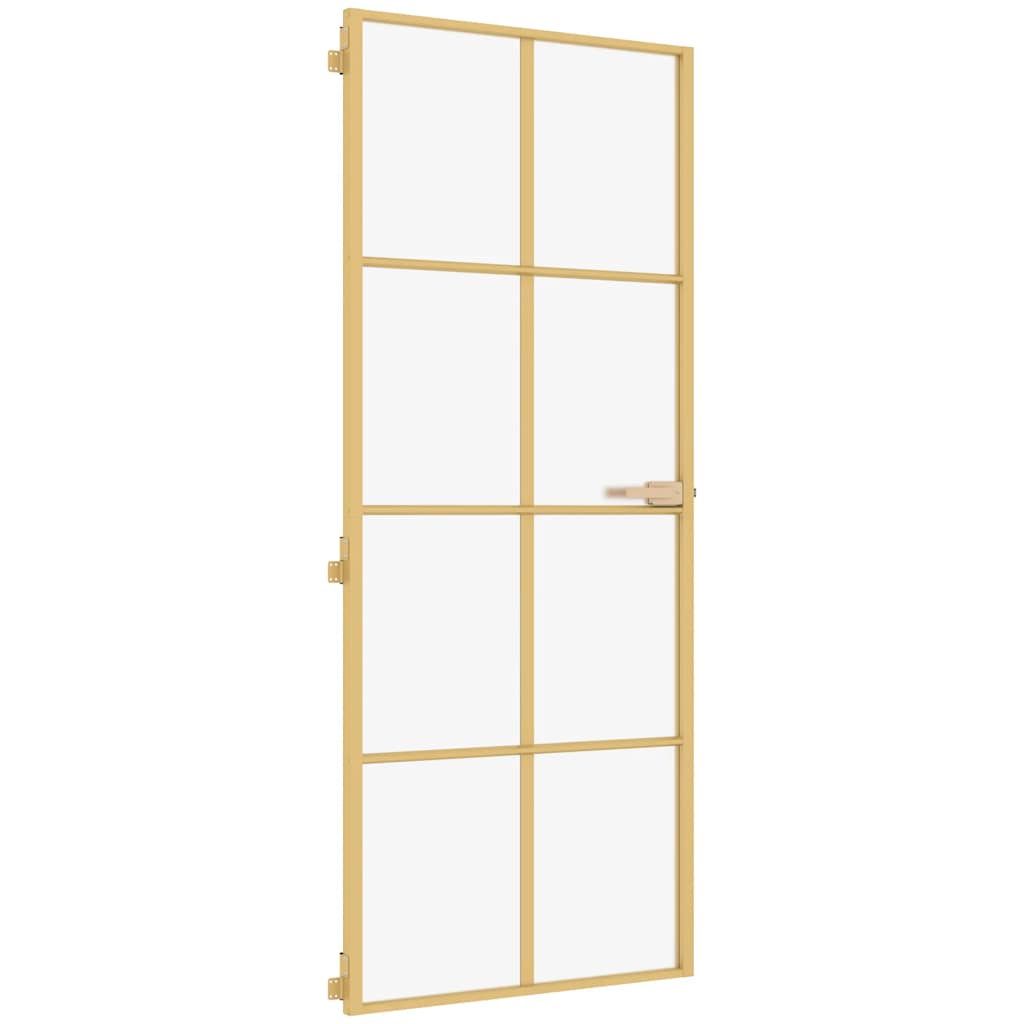 vidaXL Drzwi wewnętrzne, złote, 93x201,5 cm, szkło i aluminium