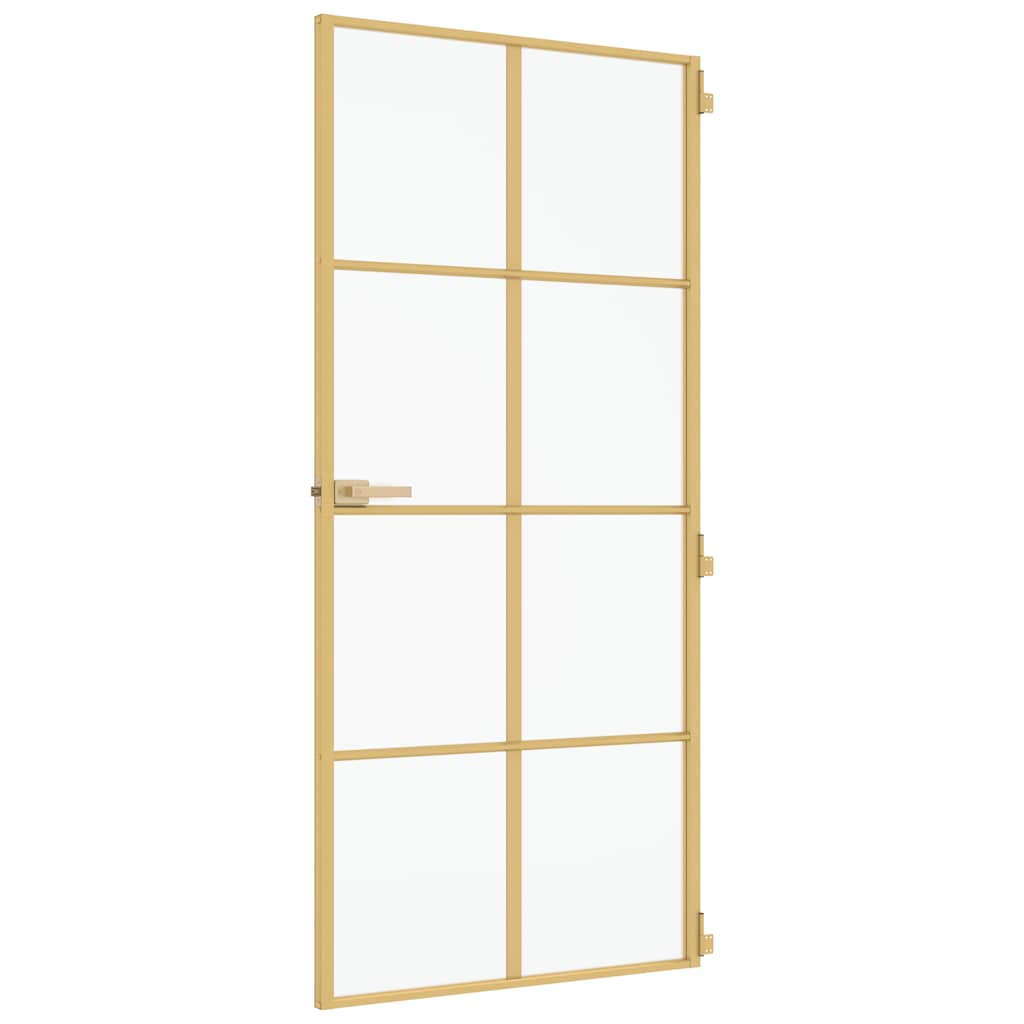 vidaXL Drzwi wewnętrzne, złote, 93x201,5 cm, szkło i aluminium