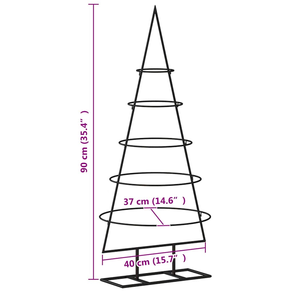 vidaXL Metalowa choinka świąteczna, do dekoracji, czarna, 90 cm