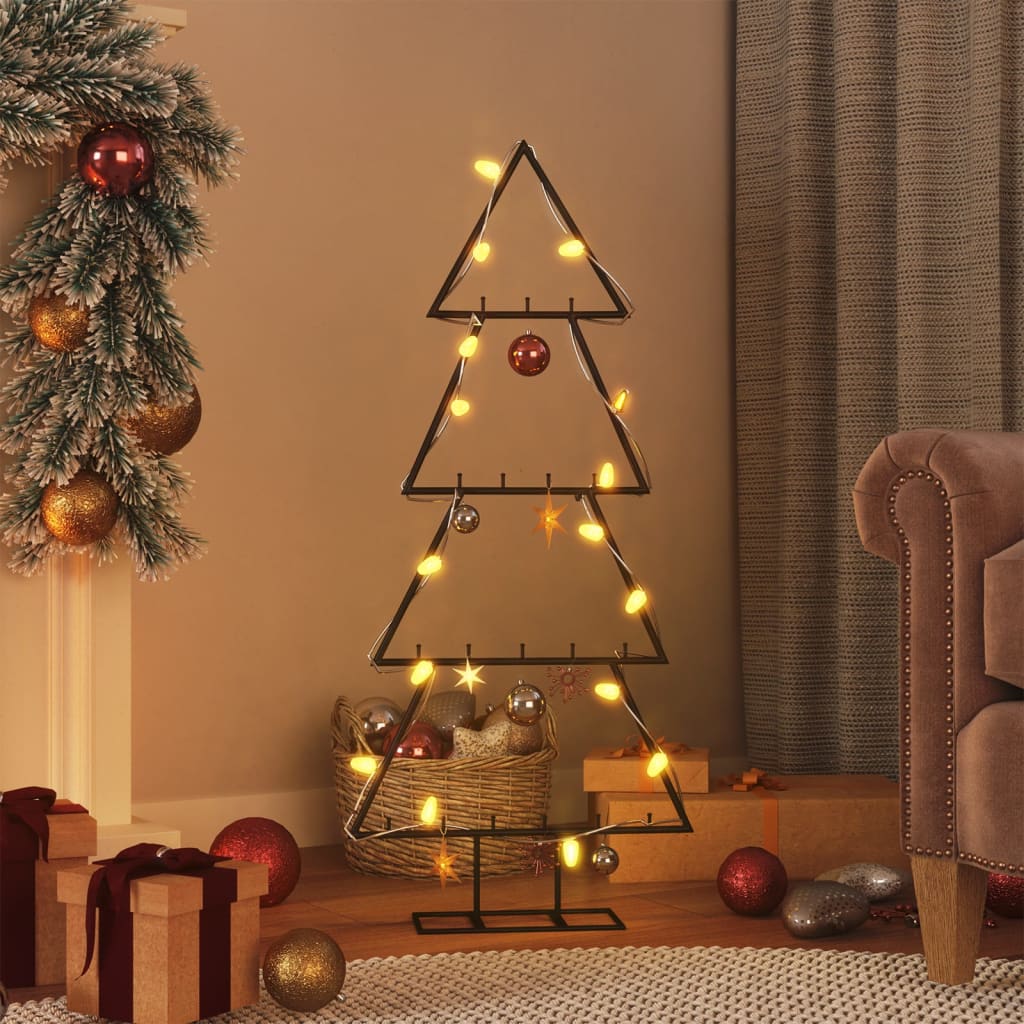 vidaXL Metalowa choinka świąteczna, do dekoracji, czarna, 90 cm