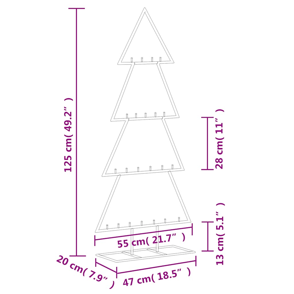 vidaXL Metalowa choinka świąteczna, do dekoracji, czarna, 125 cm