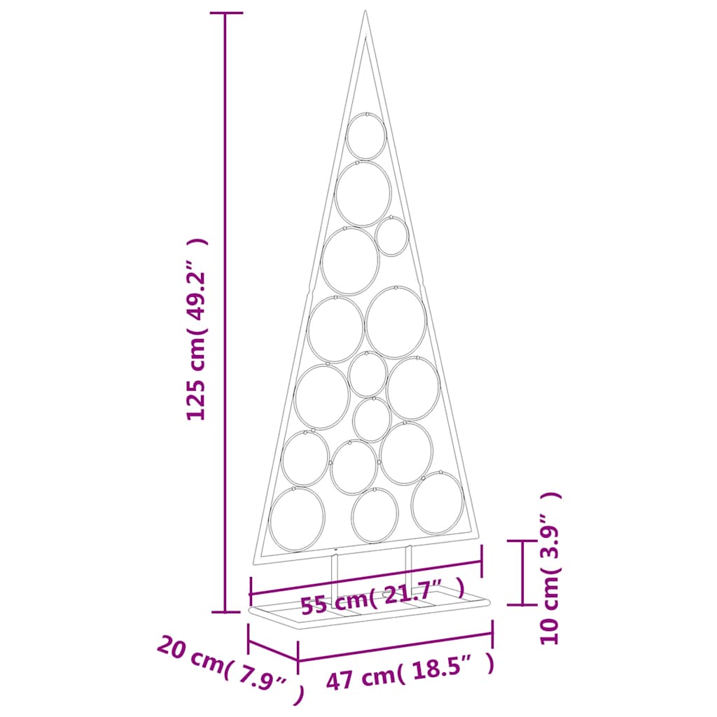 vidaXL Metalowa choinka świąteczna, do dekoracji, czarna, 125 cm
