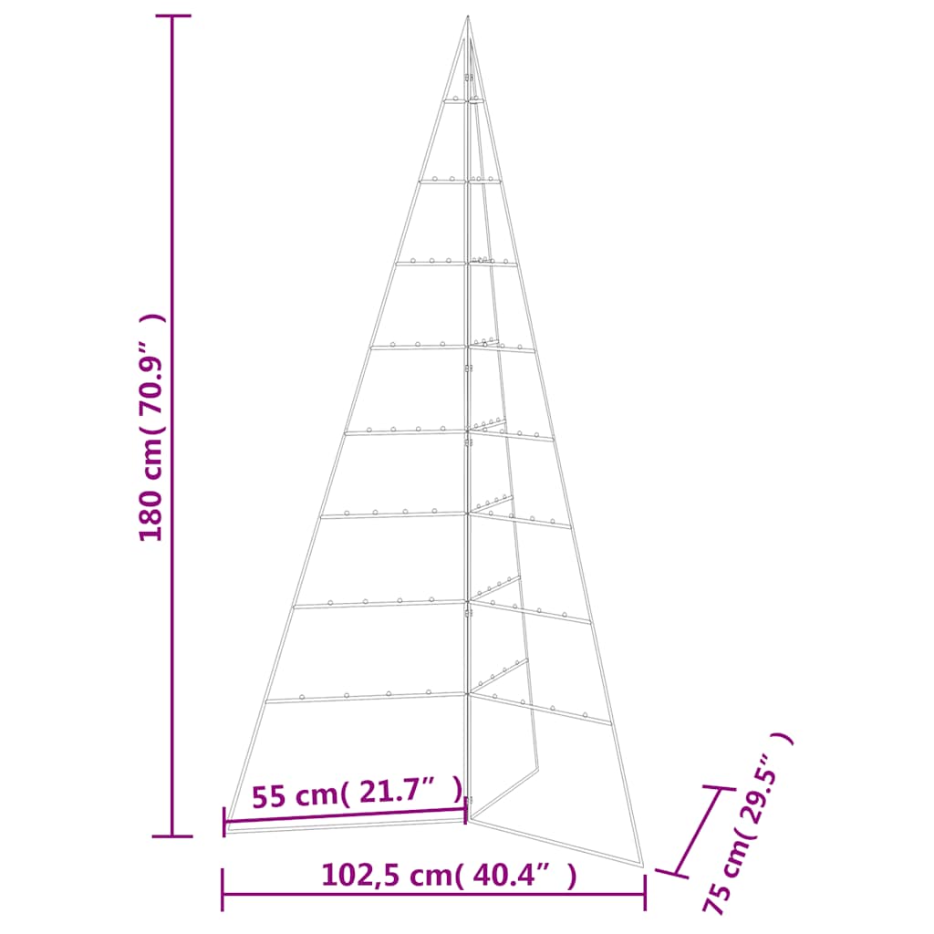 vidaXL Metalowa choinka świąteczna, do dekoracji, czarna, 180 cm