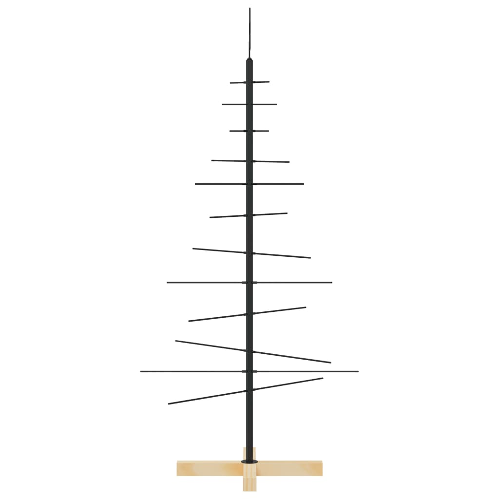 vidaXL Metalowa choinka z drewnianą podstawą, czarna, 120 cm