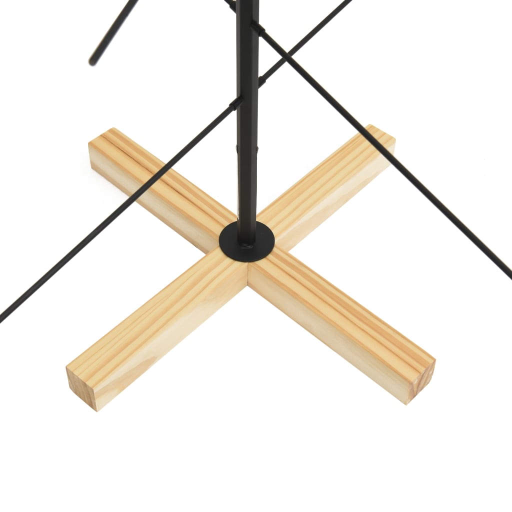 vidaXL Metalowa choinka z drewnianą podstawą, czarna, 120 cm