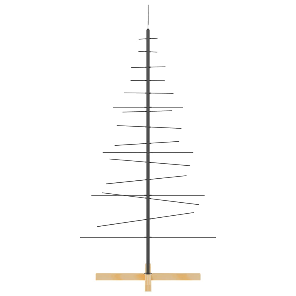 vidaXL Metalowa choinka z drewnianą podstawą, czarna, 150 cm