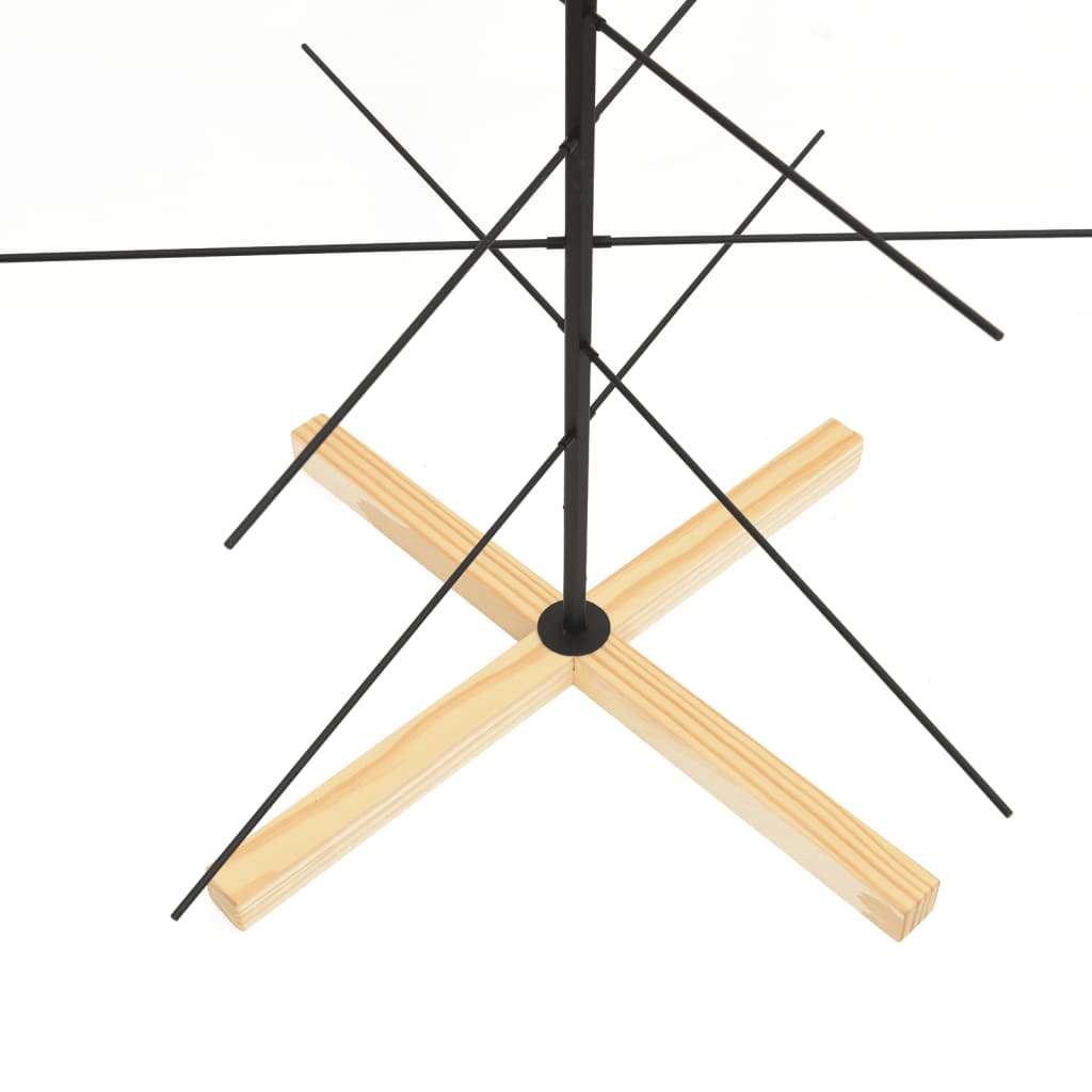 vidaXL Metalowa choinka z drewnianą podstawą, czarna, 150 cm