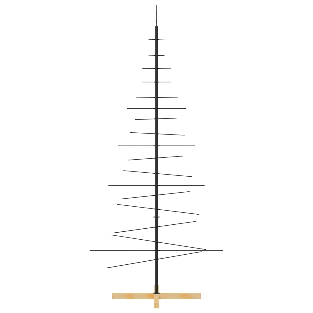 vidaXL Metalowa choinka z drewnianą podstawą, czarna, 180 cm