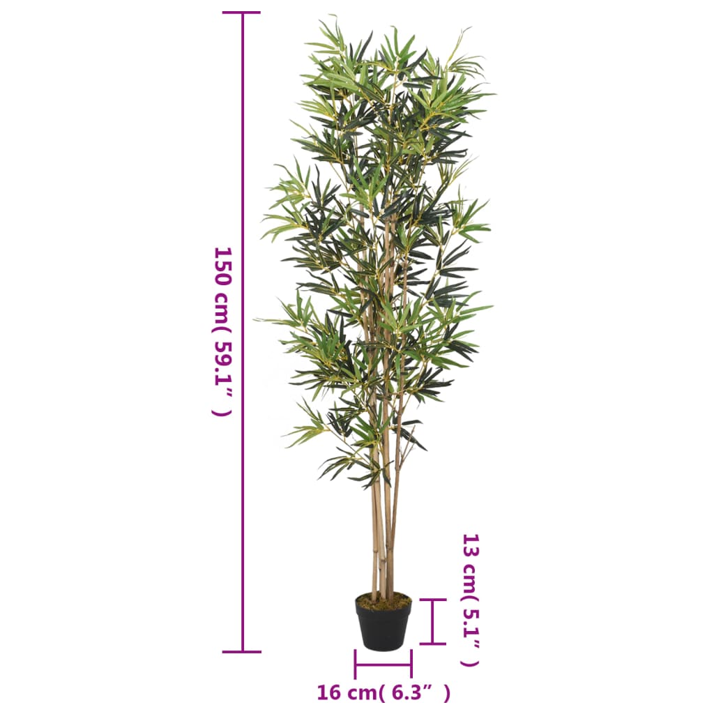 vidaXL Sztuczny bambus, 828 liści, 150 cm, zielony