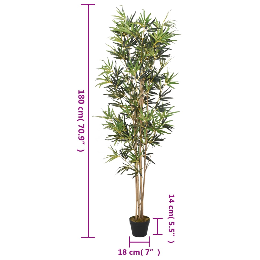 vidaXL Sztuczny bambus, 1104 liście, 180 cm, zielony