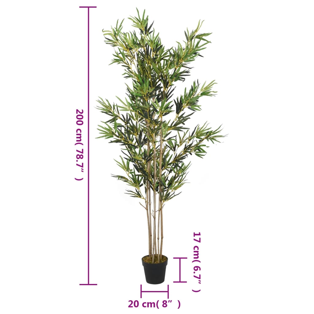 vidaXL Sztuczny bambus, 1380 liści, 200 cm, zielony