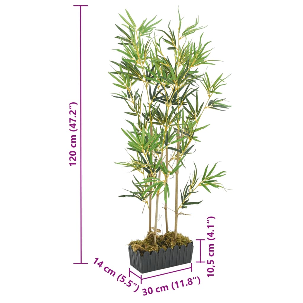 vidaXL Sztuczny bambus, 552 liście, 120 cm, zielony