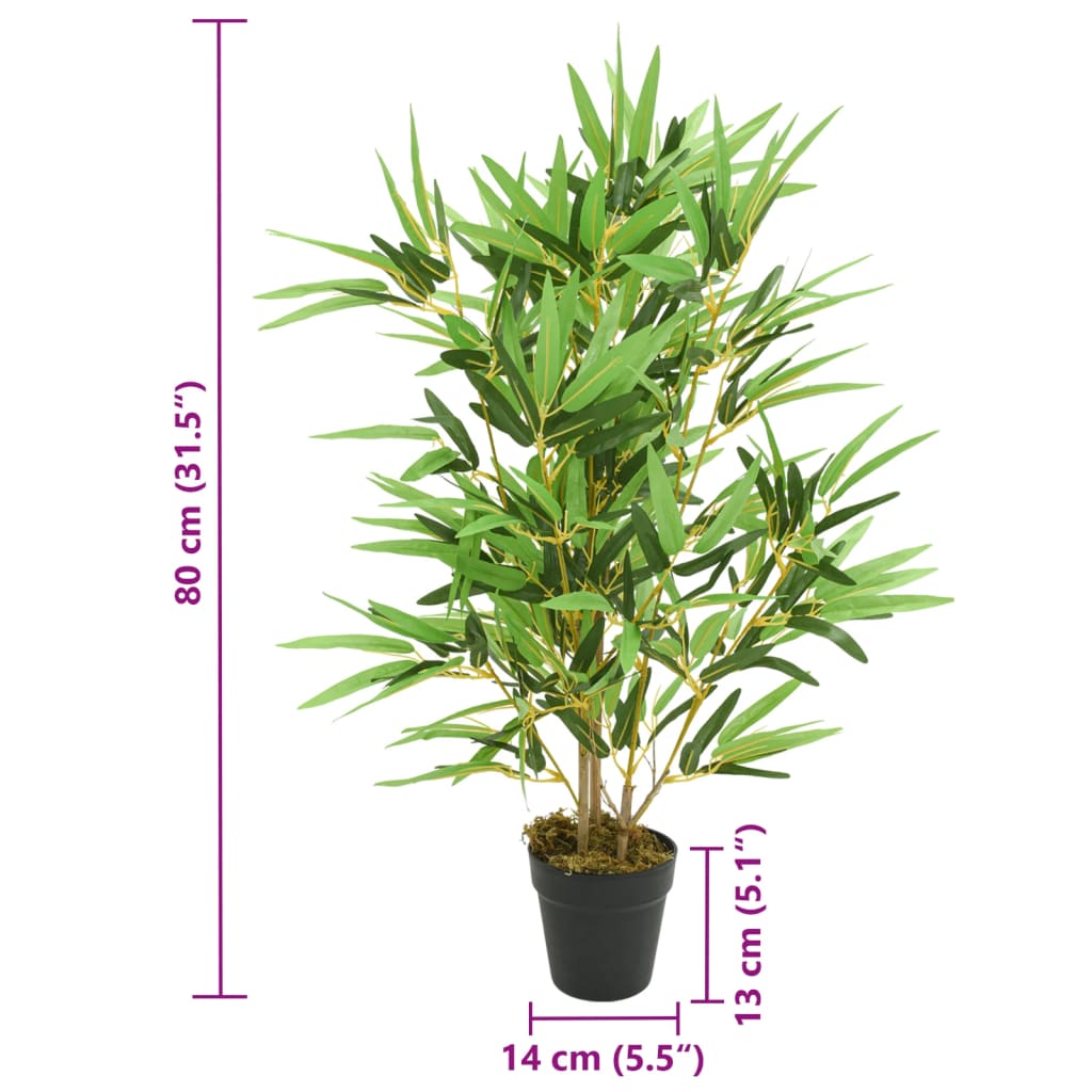 vidaXL Sztuczny bambus, 368 liści, 80 cm, zielony