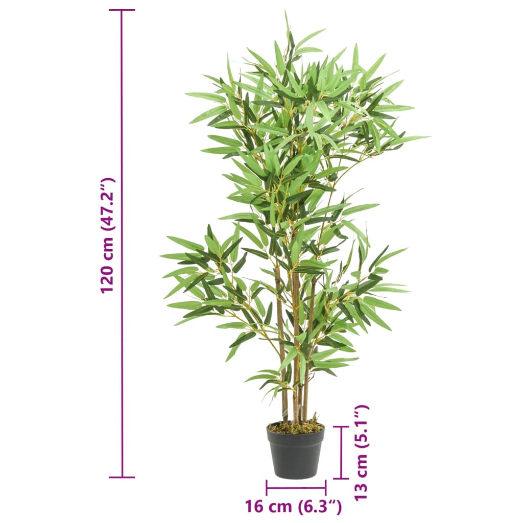 vidaXL Sztuczny bambus, 552 liście, 120 cm, zielony
