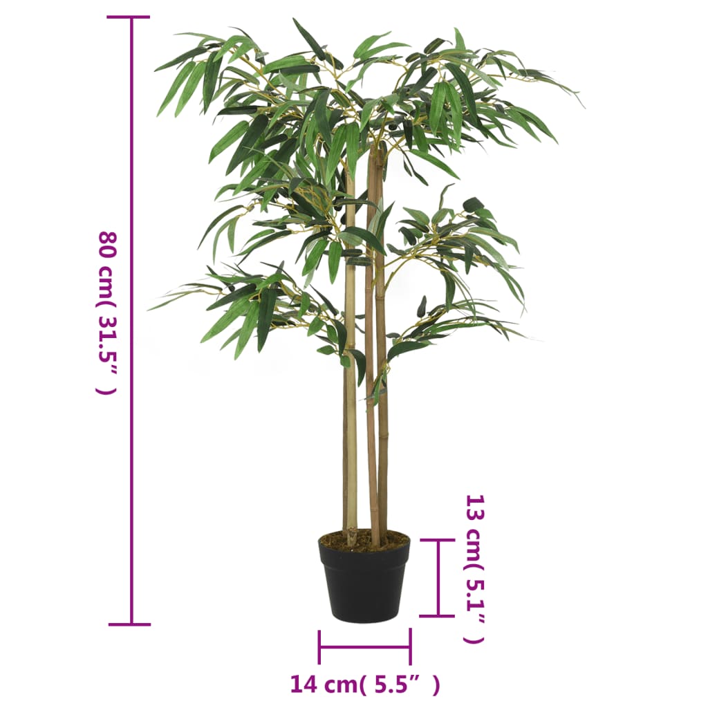 vidaXL Sztuczny bambus, 380 liści, 80 cm, zielony