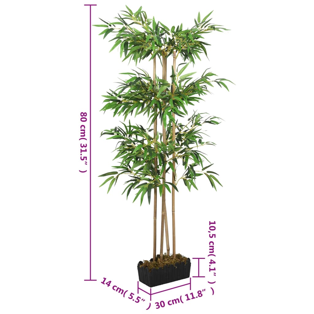 vidaXL Sztuczny bambus, 380 liści, 80 cm, zielony