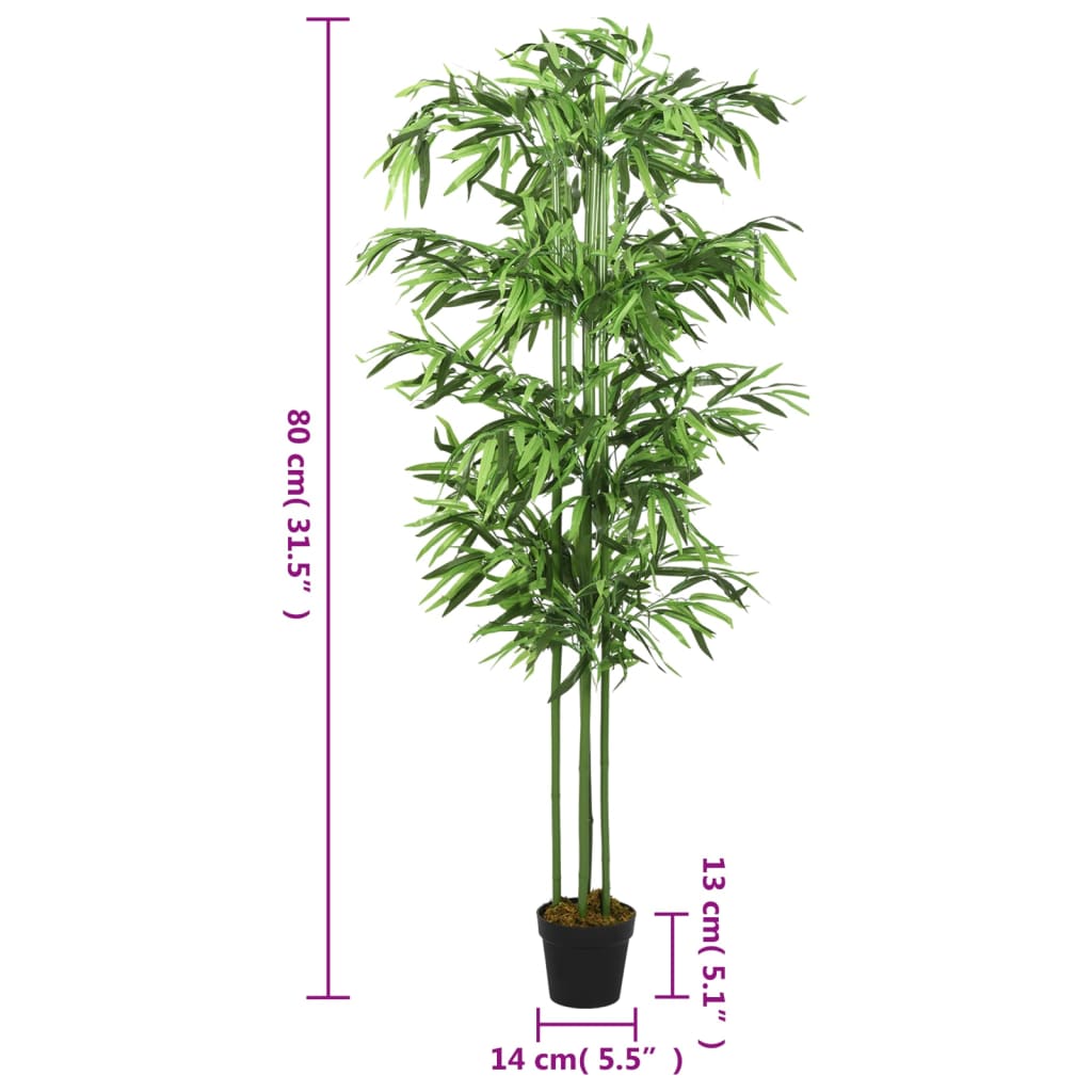 vidaXL Sztuczny bambus, 240 liści, 80 cm, zielony