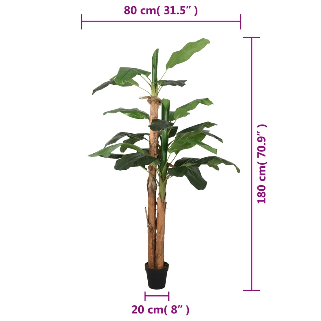 vidaXL Sztuczny bananowiec, 19 liści, 180 cm, zielony