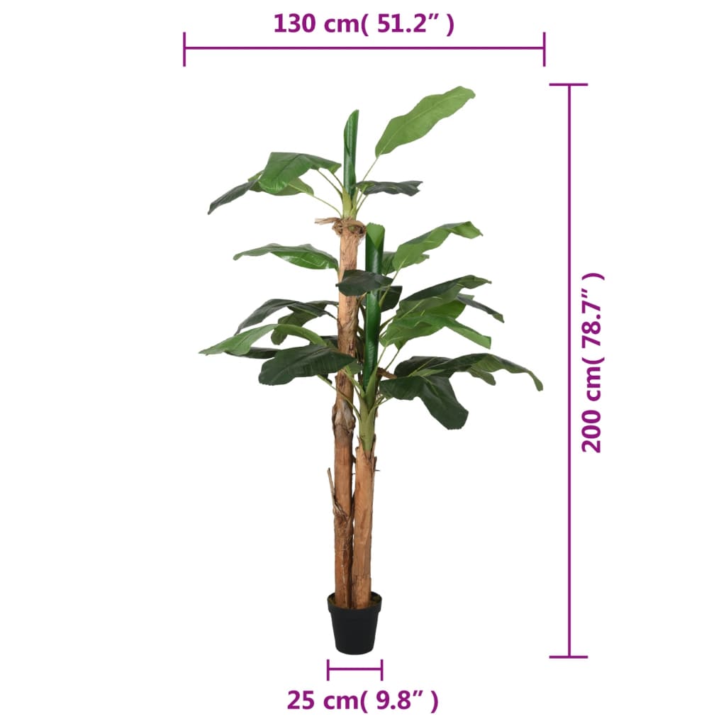 vidaXL Sztuczny bananowiec, 22 liście, 200 cm, zielony