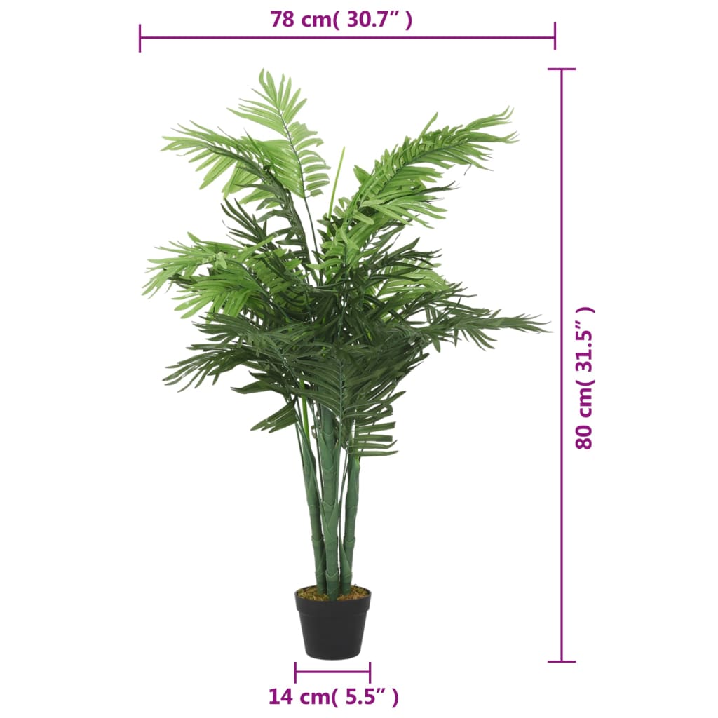 vidaXL Sztuczna palma, 18 liści, 80 cm, zielona