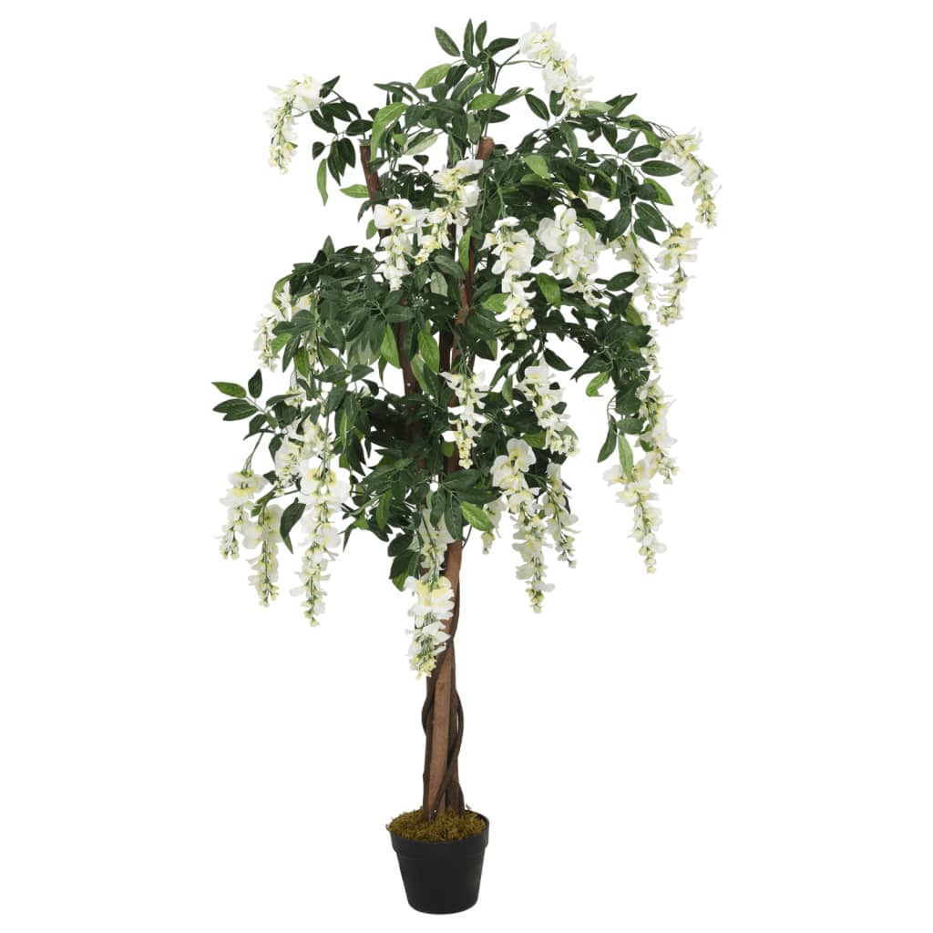 vidaXL Sztuczna wisteria, 840 liści, 150 cm, zielono-biała