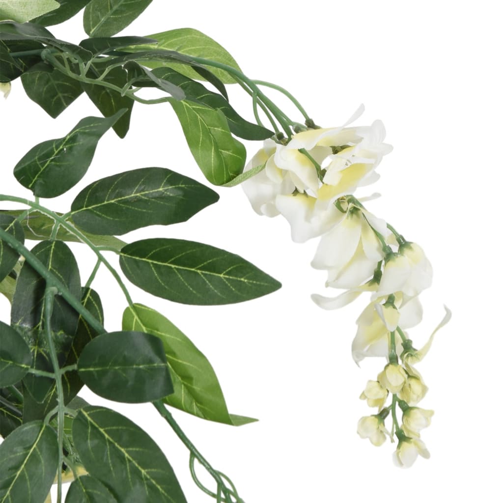 vidaXL Sztuczna wisteria, 840 liści, 150 cm, zielono-biała
