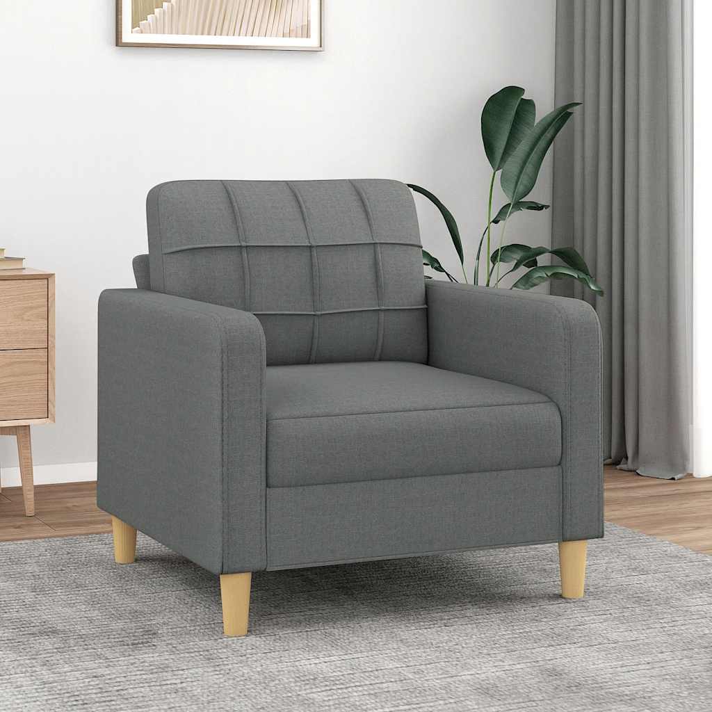 vidaXL Fotel, ciemnoszary, 60 cm, obity tkaniną