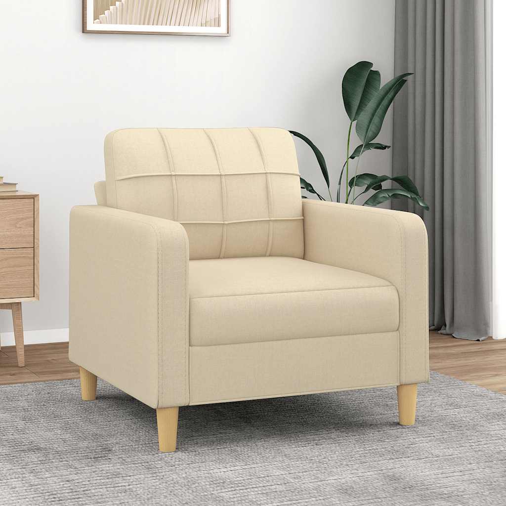 vidaXL Fotel, kremowy, 60 cm, obity tkaniną