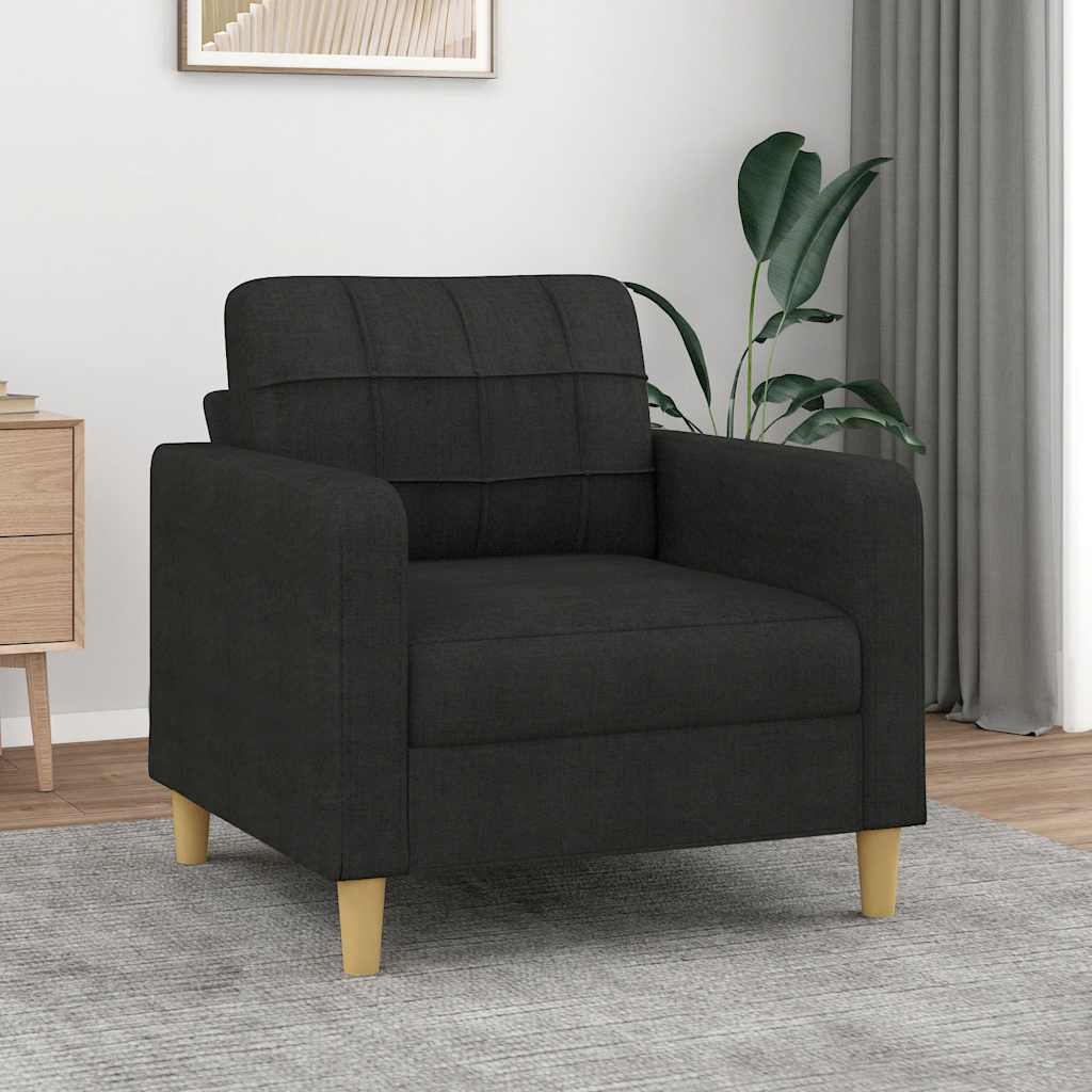 vidaXL Fotel, czarny, 60 cm, obity tkaniną