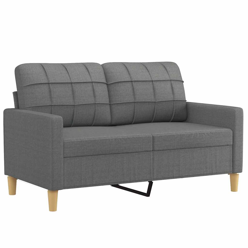 vidaXL Sofa 2-osobowa, ciemnoszara, 120 cm, tapicerowana tkaniną