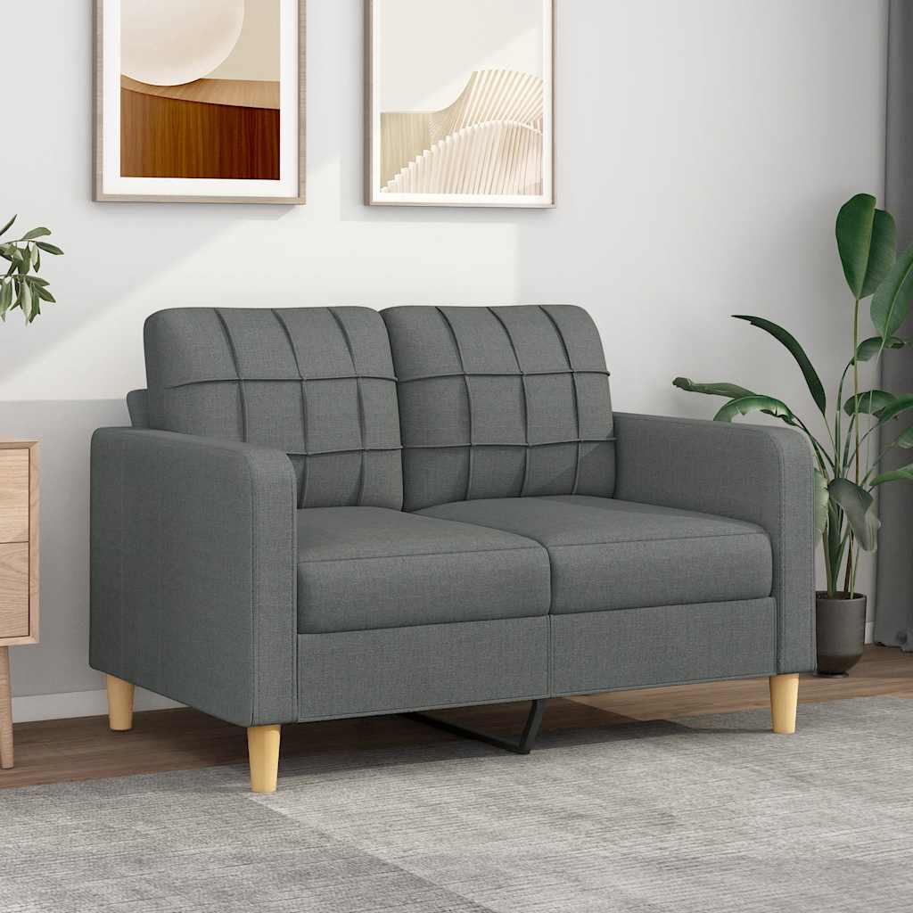 vidaXL Sofa 2-osobowa, ciemnoszara, 120 cm, tapicerowana tkaniną