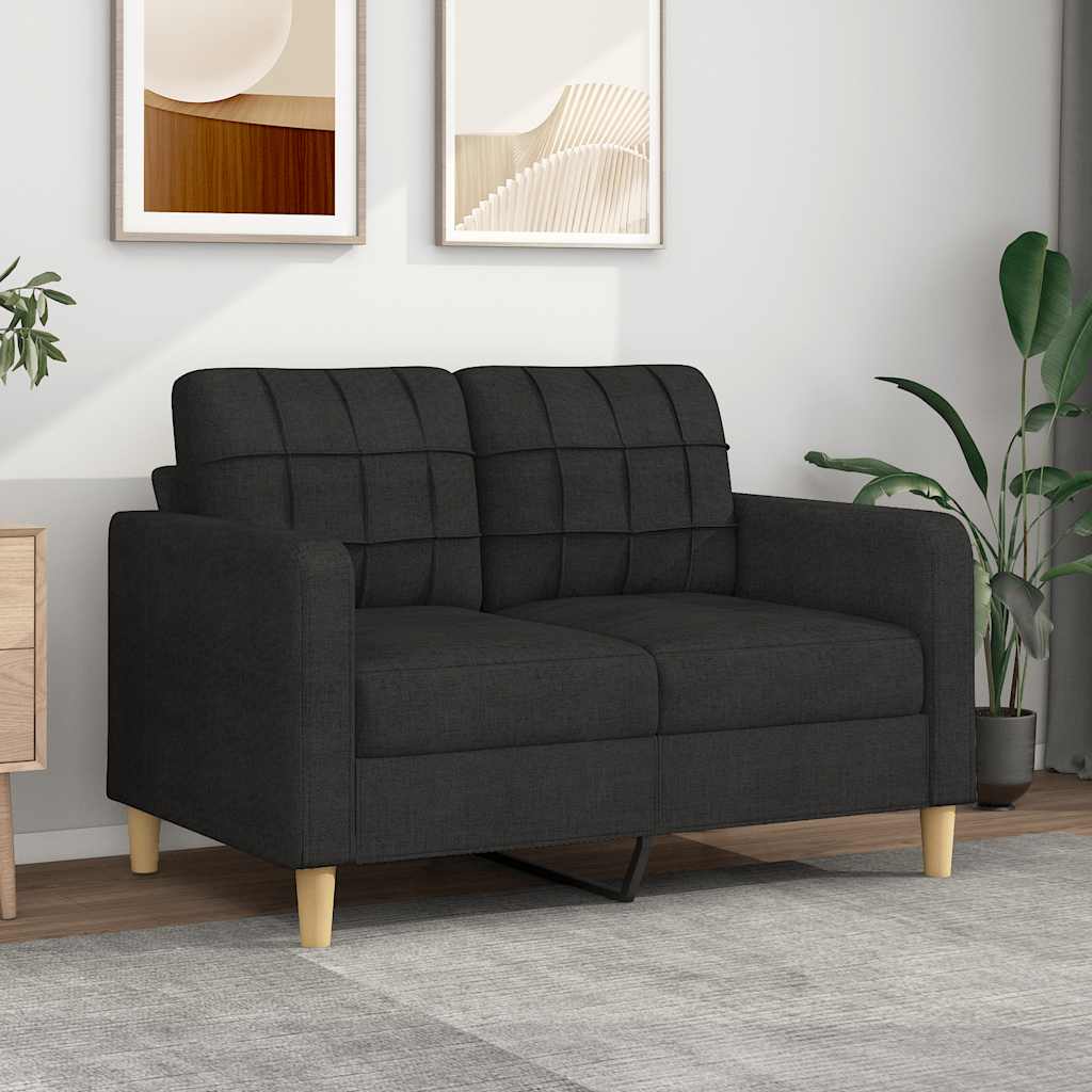 vidaXL Sofa 2-osobowa, czarna, 120 cm, tapicerowana tkaniną
