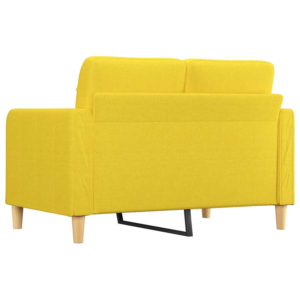 vidaXL Sofa 2-osobowa, jasnożółta, 120 cm, tapicerowana tkaniną
