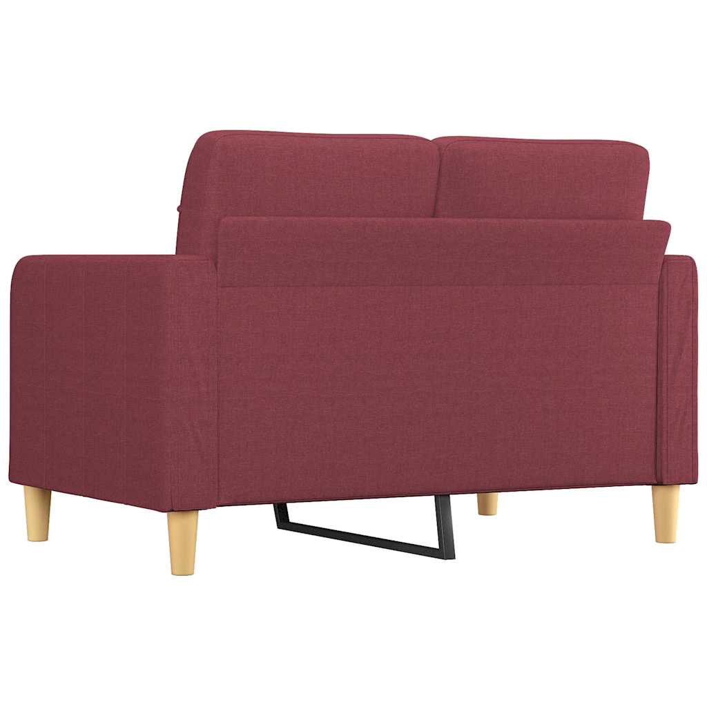 vidaXL Sofa 2-osobowa, winna czerwień, 120 cm, tapicerowana tkaniną