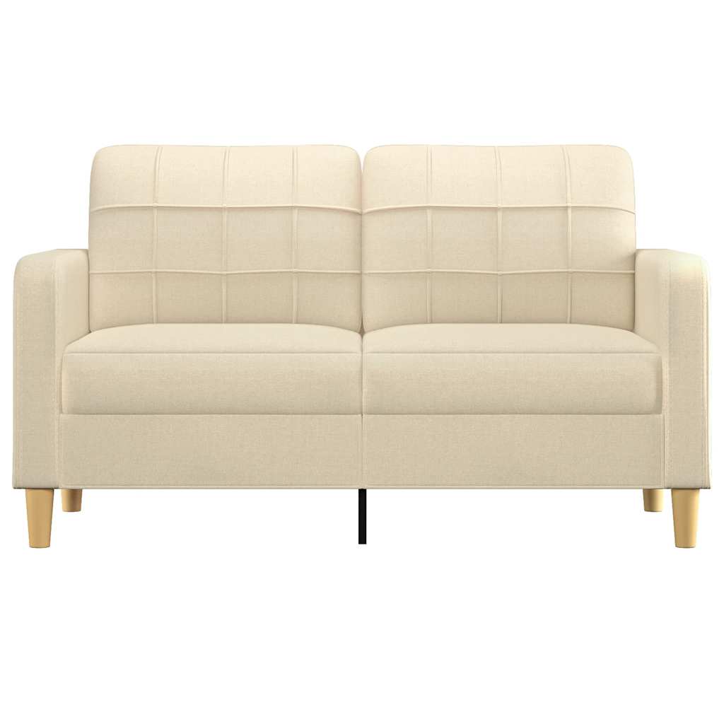 vidaXL 2-osobowa sofa, kremowa, 140 cm, tapicerowana tkaniną
