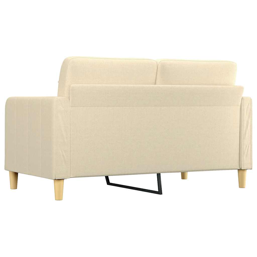 vidaXL 2-osobowa sofa, kremowa, 140 cm, tapicerowana tkaniną