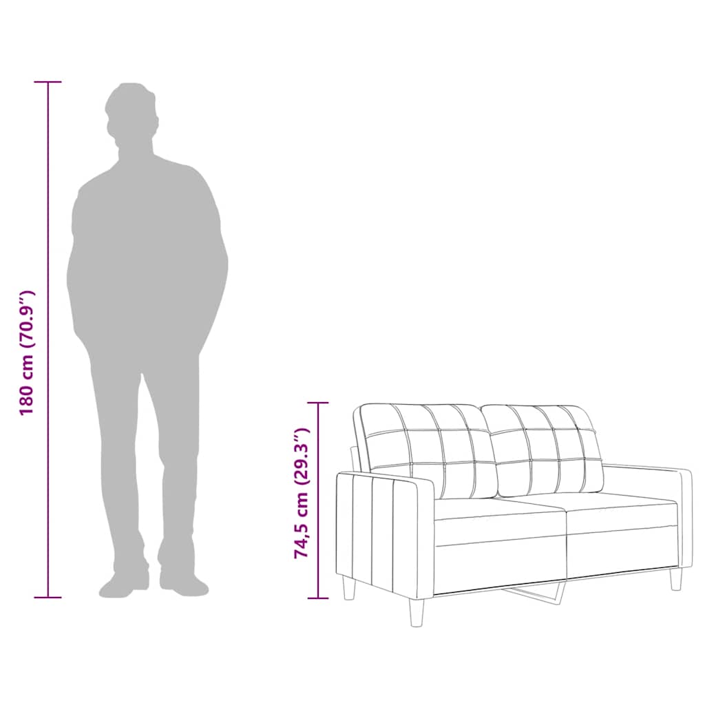 vidaXL 2-osobowa sofa, kremowa, 140 cm, tapicerowana tkaniną