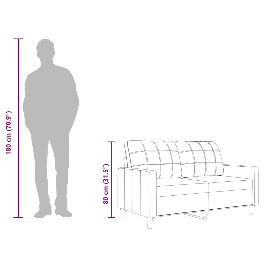 vidaXL Sofa 2-osobowa, jasnożółta, 140 cm, tapicerowana tkaniną