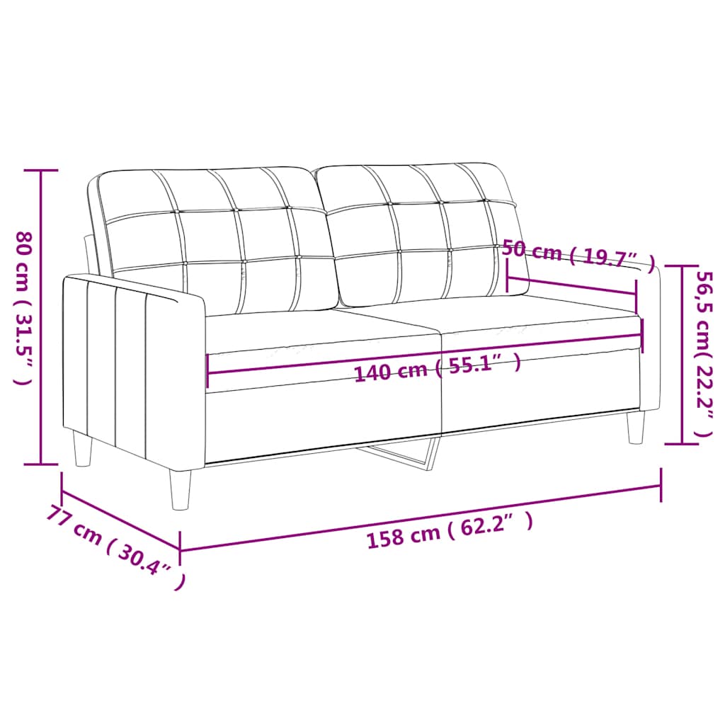vidaXL Sofa 2-osobowa, kolor taupe, 140 cm, tapicerowana tkaniną