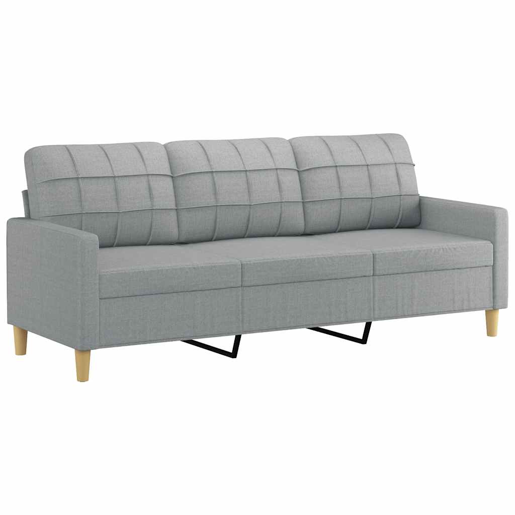 vidaXL Sofa 3-osobowa, jasnoszara, 180 cm, tapicerowana tkaniną