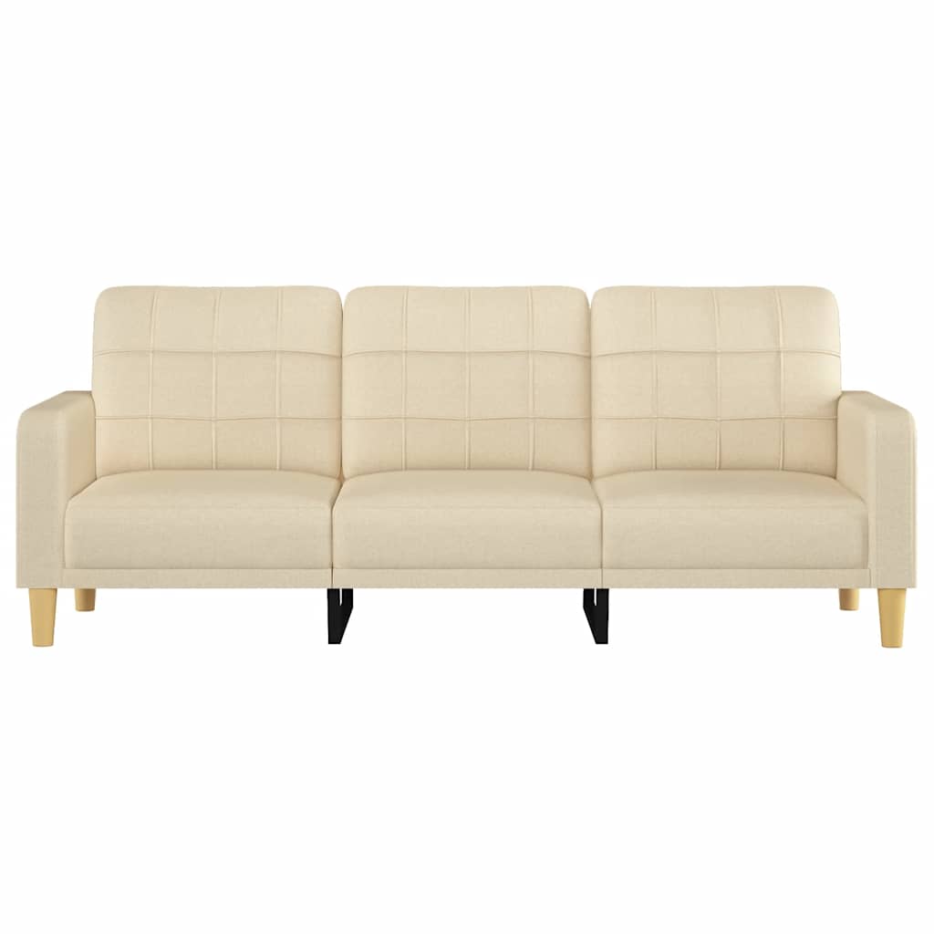 vidaXL 3-osobowa sofa, kremowa, 180 cm, tapicerowana tkaniną