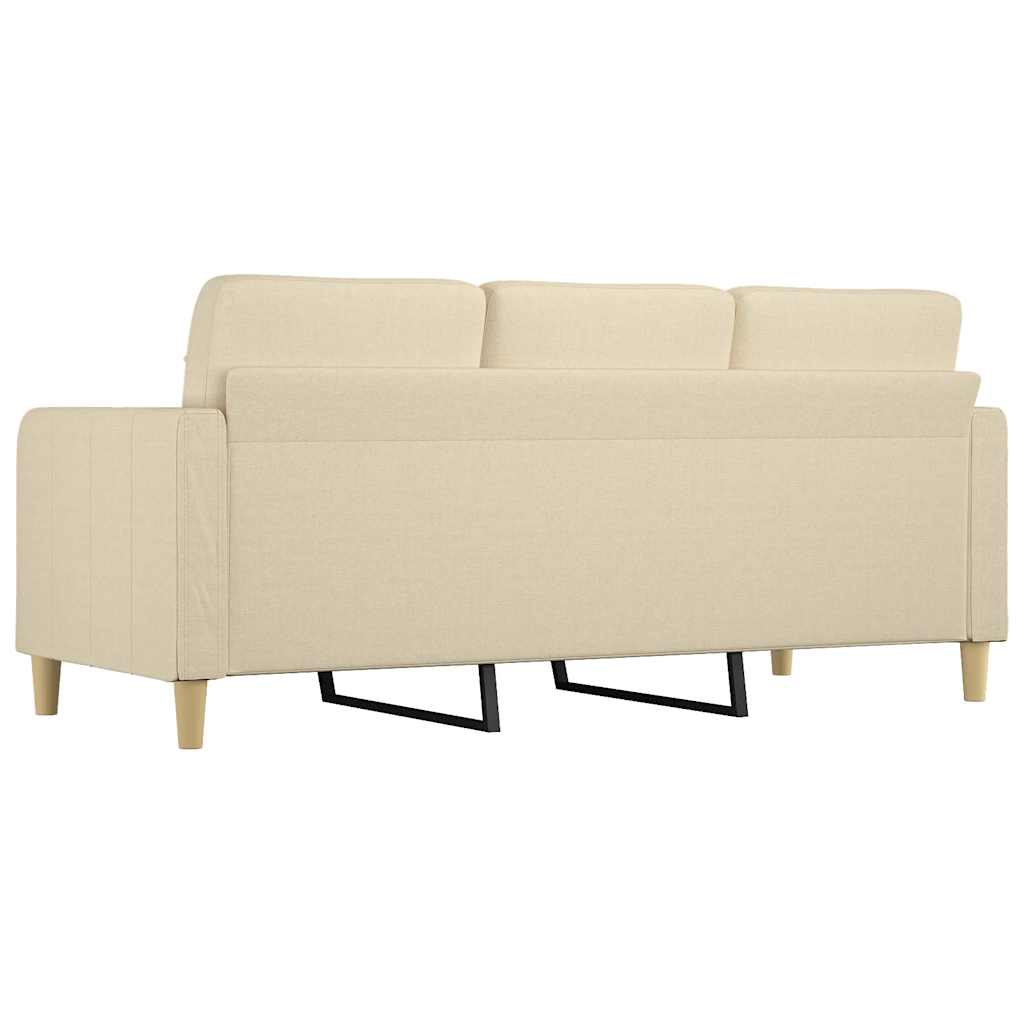 vidaXL 3-osobowa sofa, kremowa, 180 cm, tapicerowana tkaniną
