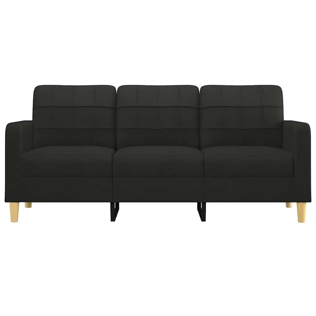 vidaXL Sofa 3-osobowa, czarna, 180 cm, tapicerowana tkaniną