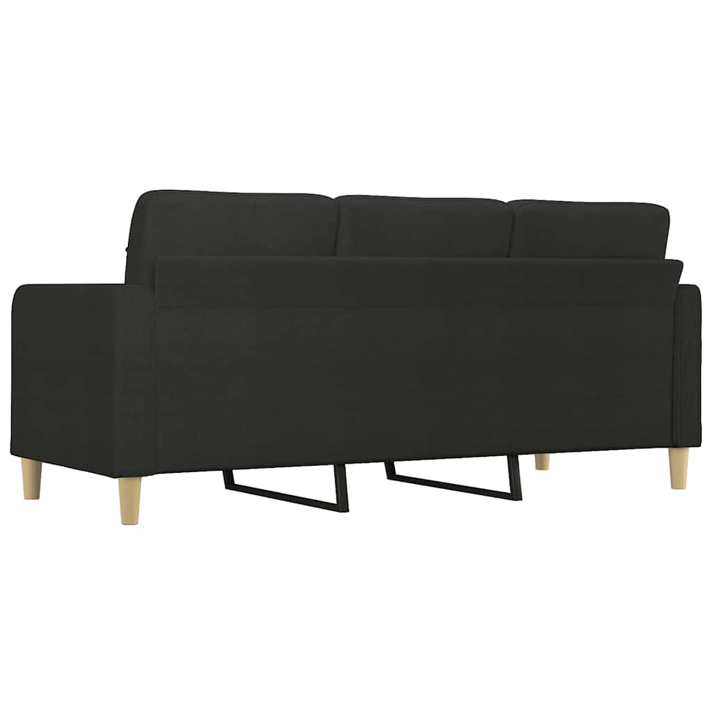 vidaXL Sofa 3-osobowa, czarna, 180 cm, tapicerowana tkaniną